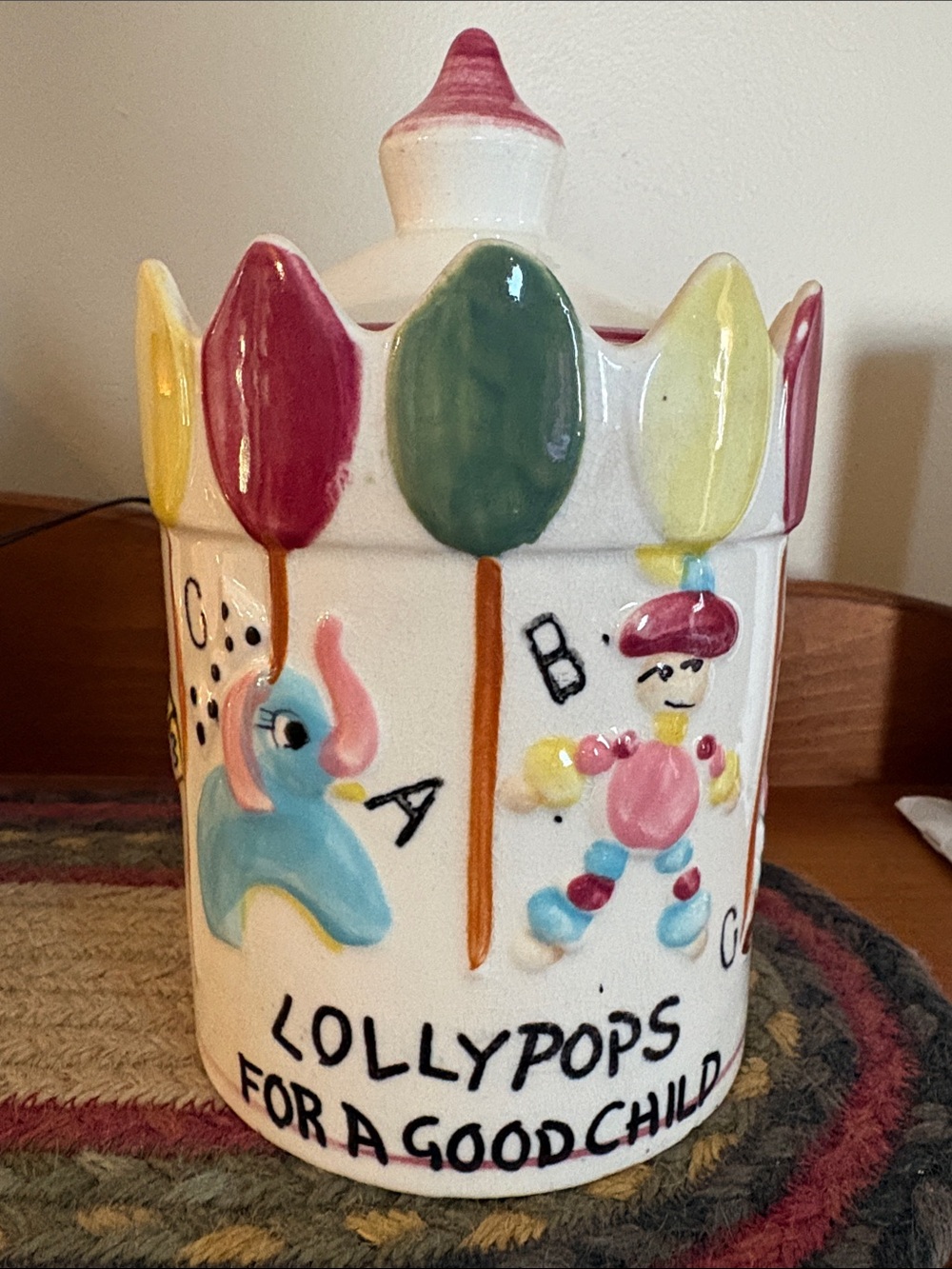 Vintage MCM Lollipops For a Good Child Candy Jar CHASE Japan